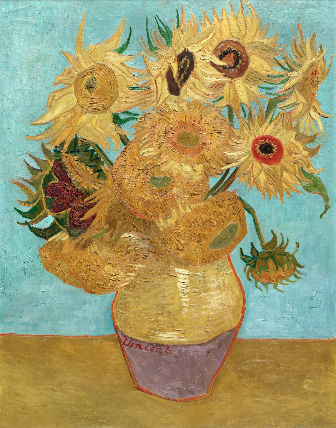Jarrón con Doce Girasoles